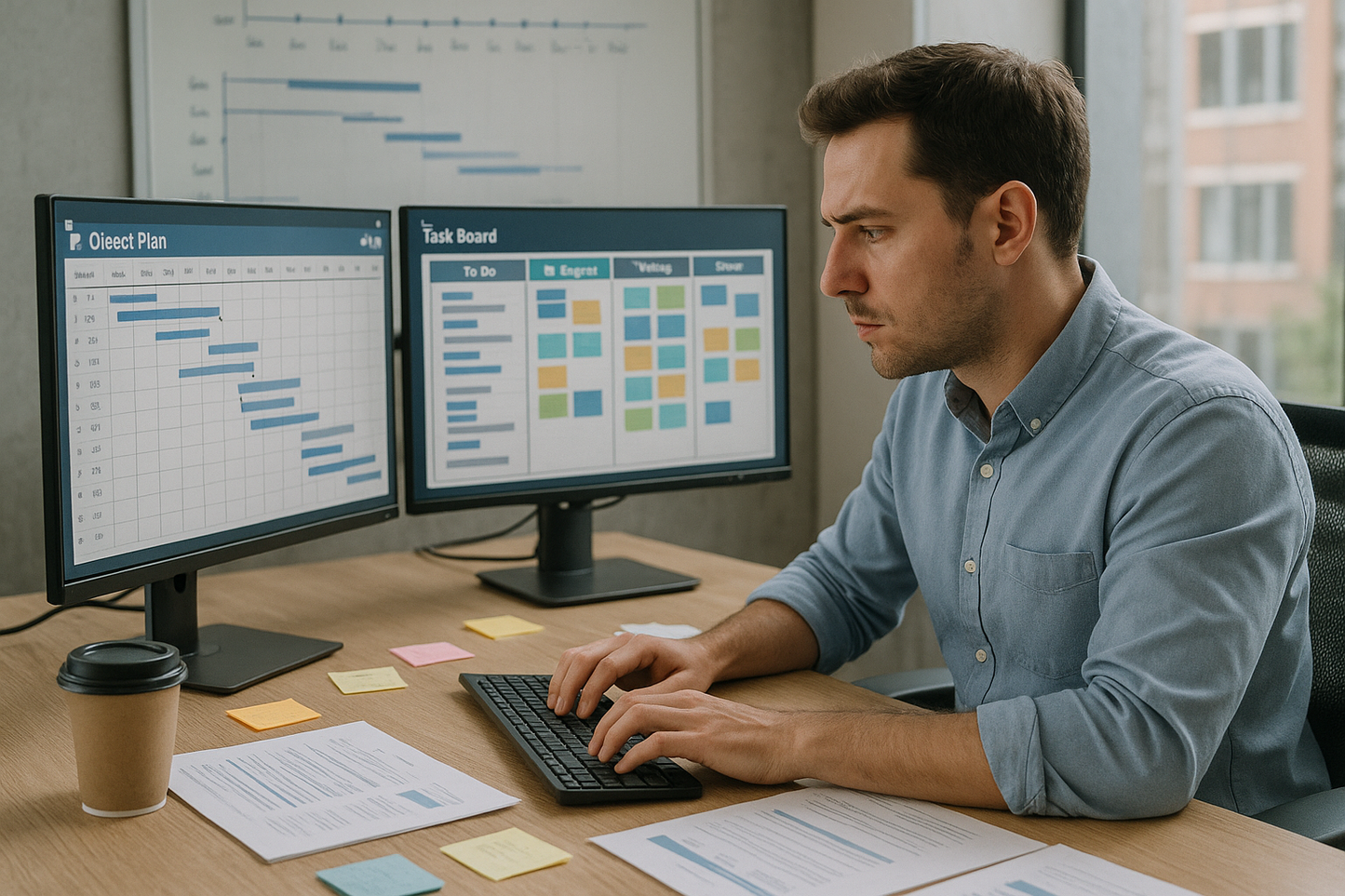 Project manager humano desarrollando poryecto