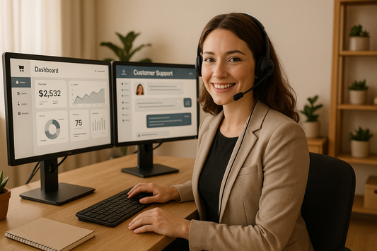 una imagen de una asistente virtual humana